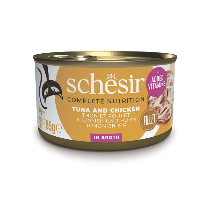 Schesir Complete Nutrition Tonijn en Kip in Bouillon natvoer kat 85 gram