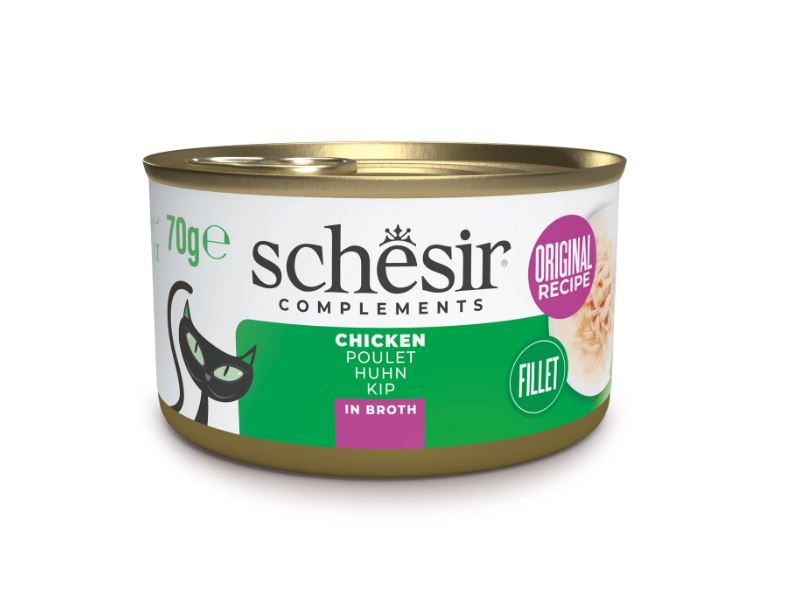 Schesir Kipfilet in Bouillon natvoer kat 70 gram