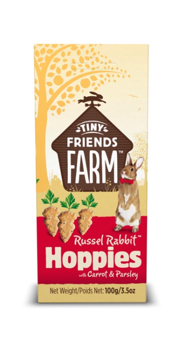 Tiny Friends Farm Russel Hoppies wortel&peterselie knaagdier/konijnensnacks 100 gram