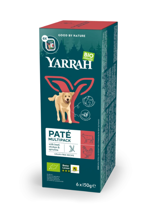Yarrah Biologisch Paté met rund en kip hondenvoer 6x150gr