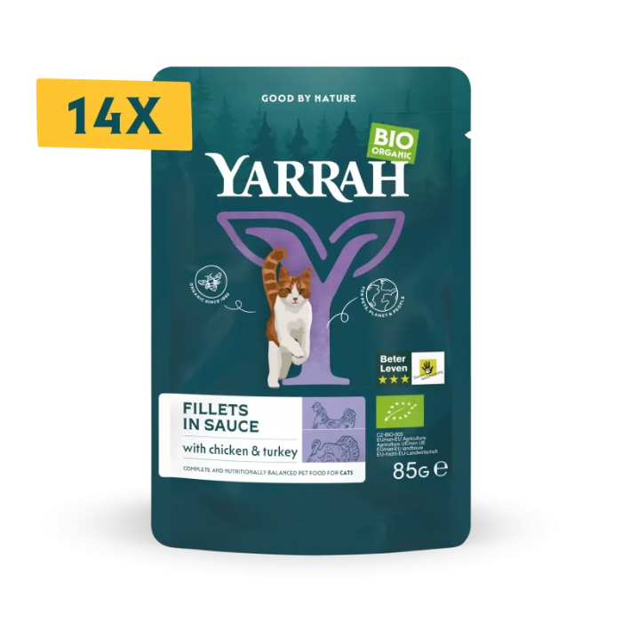 Yarrah Biologische filets met kalkoen in saus 14 x 85 gram