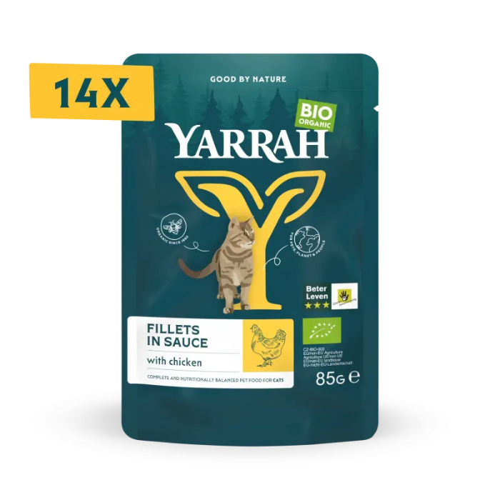 Yarrah Biologische filets met kip in saus 14 x 85 gram