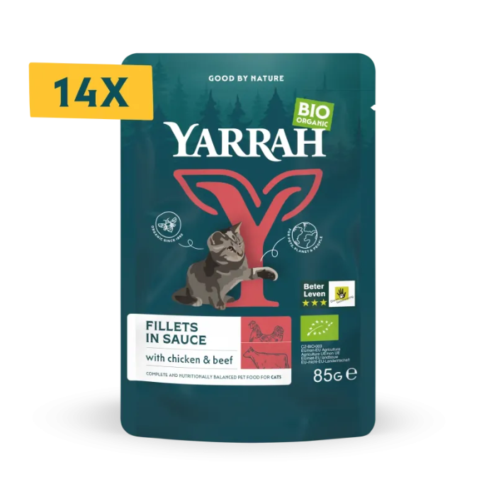Yarrah Biologische filets met rund in saus 14 x 85 gram