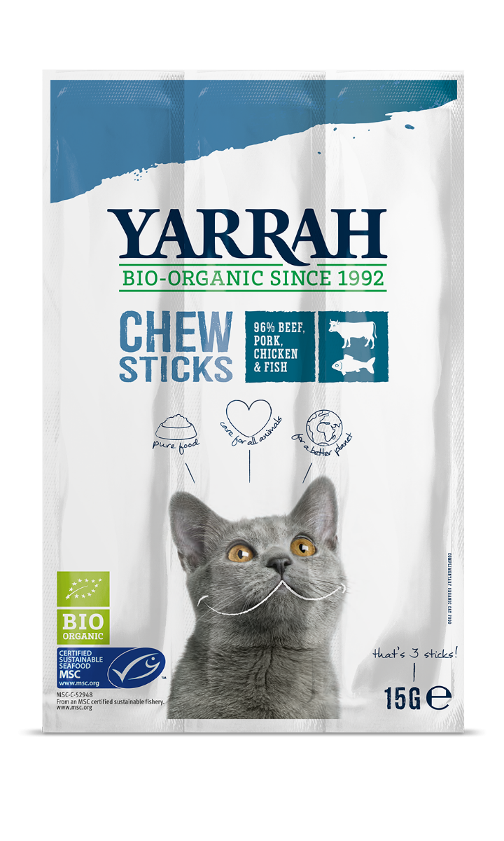Yarrah kattensnack biologische kauwstaafjes 15gr