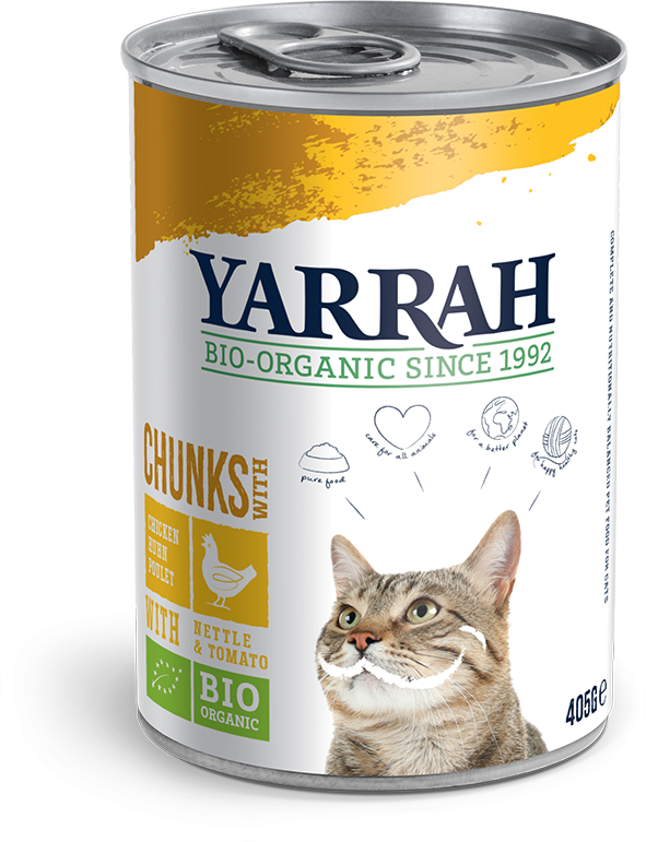 Yarrah natvoer kat blik chunks bio kip 405gr