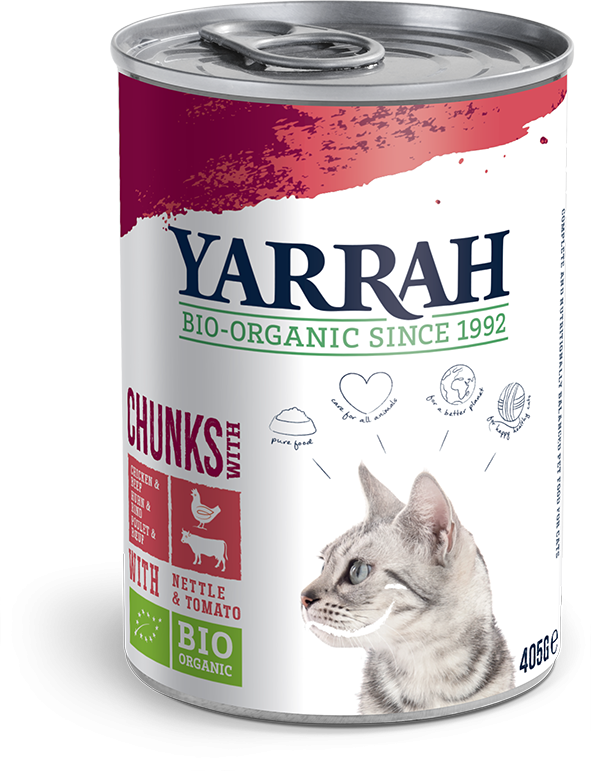 Yarrah natvoer kat blik chunks bio kip & rund 405gr