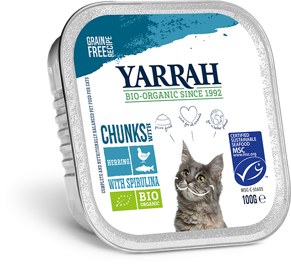 Yarrah natvoer kat kuipje Chunks graanvrij bio vis 16x100gr