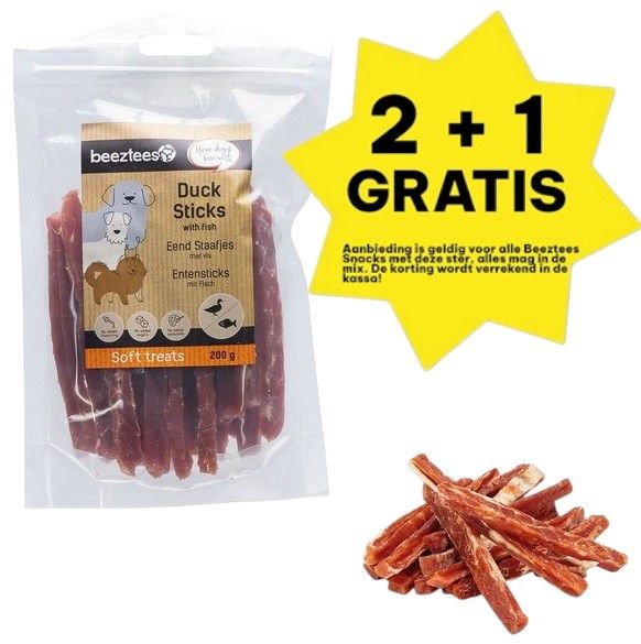 Beeztees - Eend Staafjes Met Vis 200gr.