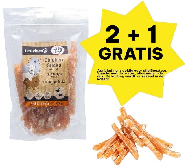Beeztees - Kip Staafjes Met Vis
