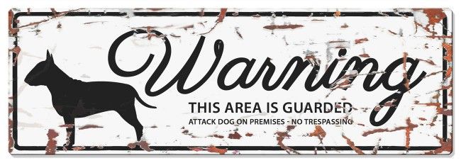 D&D - Waarschuwingsbord Bull Terrier (wit)
