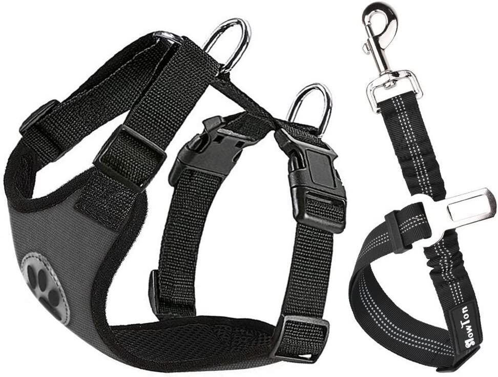 DWXL - SlowTon Hondentuig met veiligheidsgordel Grijs