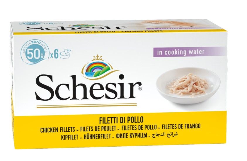 Schesir Multipak Kip & Rijst in Kookwater - 6x50 gram