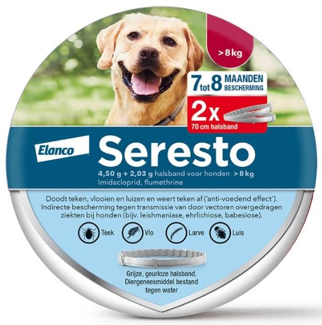 Seresto - Vlooien / tekenband hond > 8kg Dubbelpak