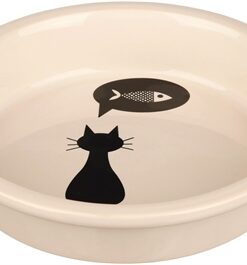 TRIXIE VOERBAK KERAMIEK WIT MET SILHOUETTE KAT
