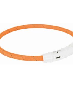TRIXIE LICHTGEVENDE HALSBAND HOND FLASH USB TPU / NYLON ORANJE