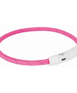 TRIXIE LICHTGEVENDE HALSBAND HOND FLASH USB TPU / NYLON ROZE