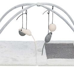 TRIXIE KRABMAT MET SPEELTJES AAN KOORD GRIJS