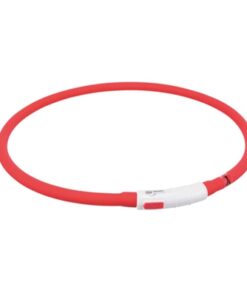 TRIXIE LICHTGEVENDE HALSBAND HOND USB SILICONEN OPLAADBAAR ROOD