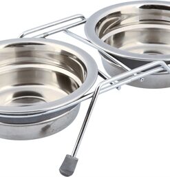 TRIXIE VOERBAK / DRINKBAK DUBBEL RVS GRIJS