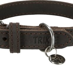 TRIXIE HALSBAND HOND RUSTIC VETLEER DONKERBRUIN