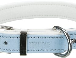 TRIXIE HALSBAND HOND ACTIVE COMFORT MET STRASS STEEN LEER LICHTBLAUW