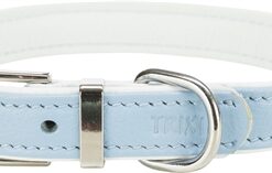 TRIXIE HALSBAND HOND ACTIVE COMFORT MET STRASS STEEN LEER LICHTBLAUW