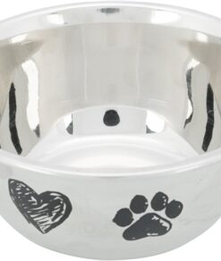 TRIXIE VOERBAK HOND PRINT SCHETS HART POOTJE GEPOEDERCOAT