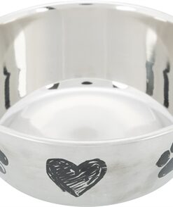 TRIXIE VOERBAK HOND PRINT SCHETS HART POOTJE GEPOEDERCOAT