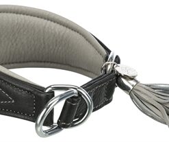 TRIXIE HALSBAND HOND ACTIVE COMFORT VOOR WINDHONDEN LEER ZWART / GRIJS