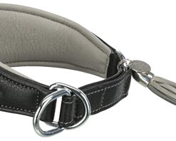 TRIXIE HALSBAND HOND ACTIVE COMFORT VOOR WINDHONDEN LEER ZWART / GRIJS