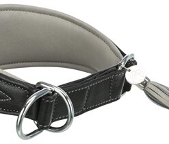 TRIXIE HALSBAND HOND ACTIVE COMFORT VOOR WINDHONDEN LEER ZWART / GRIJS
