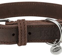 TRIXIE HALSBAND HOND RUSTIC VETLEER DONKERBRUIN