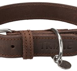 TRIXIE HALSBAND HOND RUSTIC VETLEER DONKERBRUIN