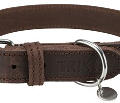 TRIXIE HALSBAND HOND RUSTIC VETLEER DONKERBRUIN