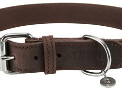 TRIXIE HALSBAND HOND RUSTIC VETLEER DONKERBRUIN