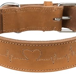 TRIXIE HALSBAND HOND RUSTIC VETLEER HEARTBEAT BRUIN