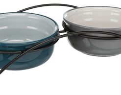 TRIXIE VOERBAK-SET KERAMIEK  /  METAAL PETROL / GRIJS