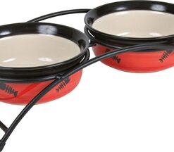 TRIXIE VOERBAK / WATERBAK KERAMIEK / METAAL ROOD / ZWART / CRÈME