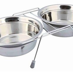 TRIXIE VOER / WATERBAK-SET KLAPPERBESCHERMING RVS / METAAL GRIJS