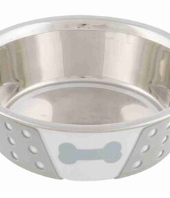 TRIXIE VOERBAK RVS / SILICONE WIT / GRIJS