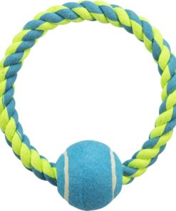 TRIXIE TOUWRING MET TENNISBAL LIME/BLAUW