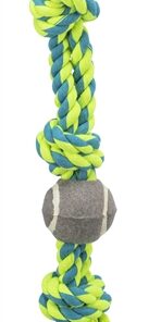 TRIXIE FLOSTOUW MET HANDVAT EN HONDVRIENDELIJKE TENNISBAL BLAUW/GROEN