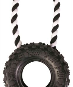 TRIXIE NATUURRUBBER WIEL AAN KOORD ZWART