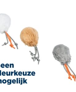 TRIXIE BAL MET TOUWTJES PLUCHE MET KATTENMUNT ASSORTI
