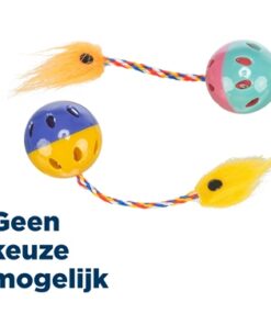 TRIXIE SET RATELBALLEN MET STAART KUNSTSTOF ASSORTI