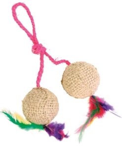 TRIXIE 2 BALLEN AAN KOORD PLUCHE MET CATNIP