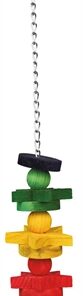 TRIXIE VOGELSPEELGOED AAN KETTING MET TOUW / HOUT MEERKLEURIG