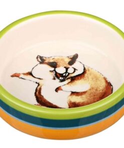 TRIXIE VOERBAK STRIPHAMSTER KERAMIEK KLEURIG / CRÈME