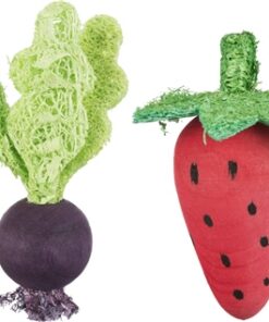 TRIXIE SPEELBAL SET BIET / AARDBEI HOUT / LOOFAH