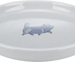 TRIXIE VOERBAK / WATERBAK PLAT EN BREED KATTENPRINT GRIJS